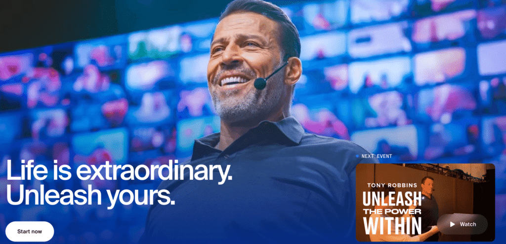 Tonny Robbins Website header