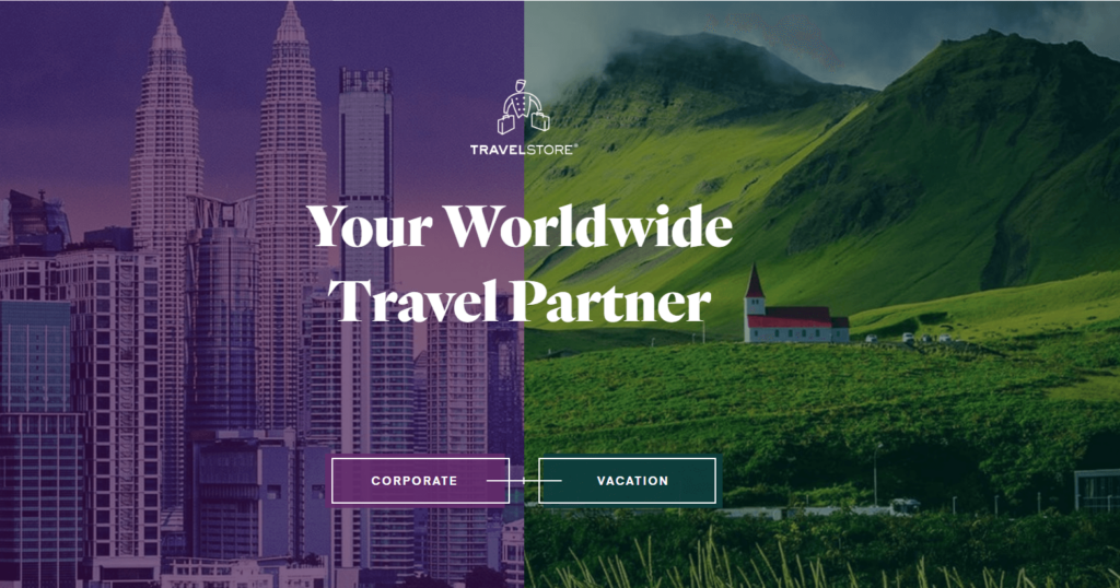 Travel store homepage