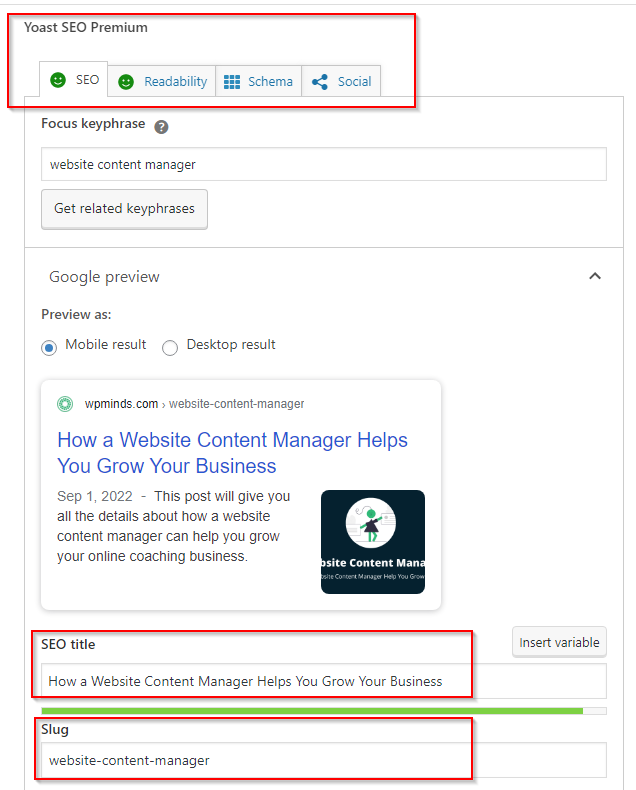 on page SEO- website content checklists