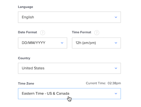 Specify time zones