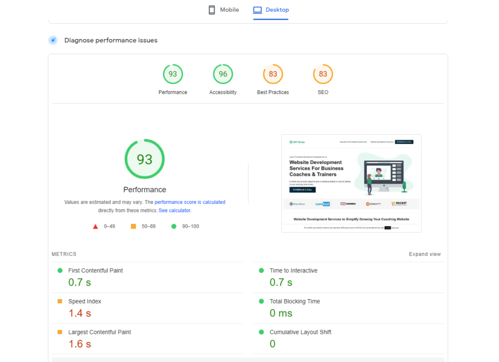Page speed