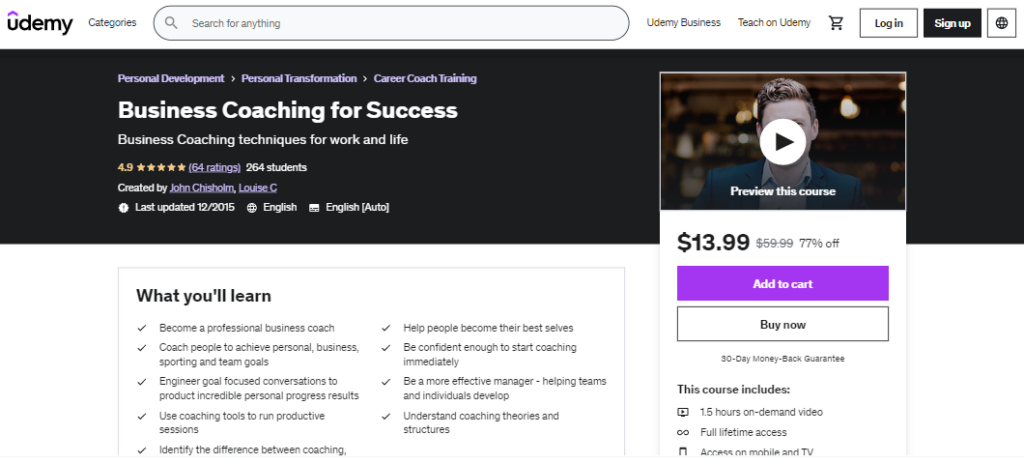 Udemy homepage showing online courses across categories