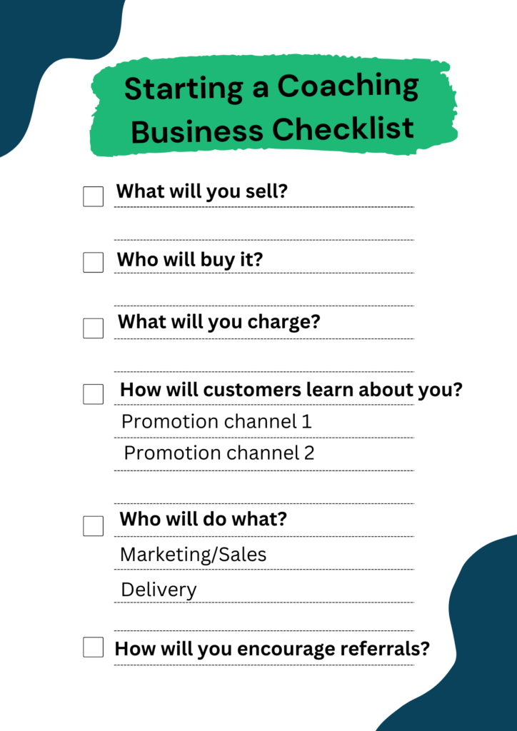starting a coaching business checklist