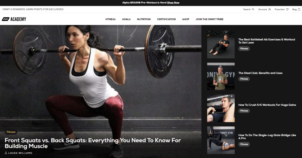 20. Onnit Academy personal trainer websites