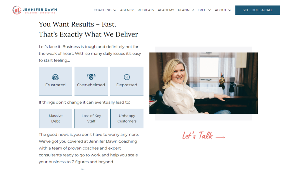 6. Jennifer Dawn website wireframe examples