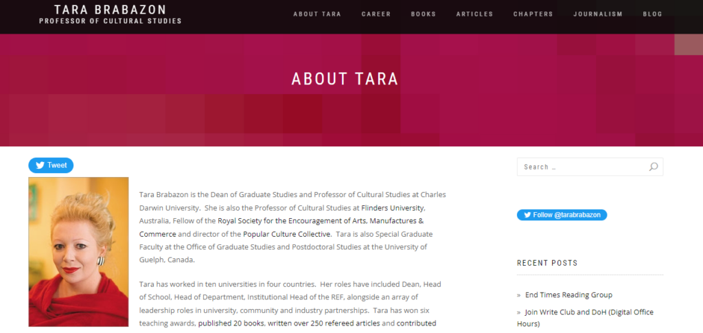 Tara Brabazon Author websites