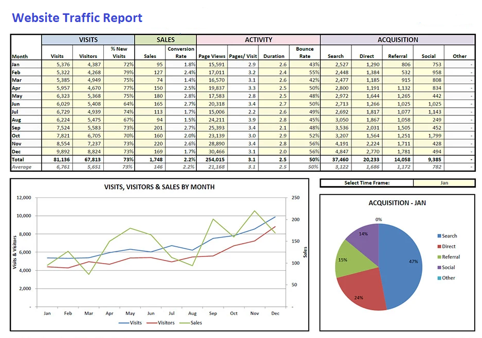 Analyzing website traffic and user behavior