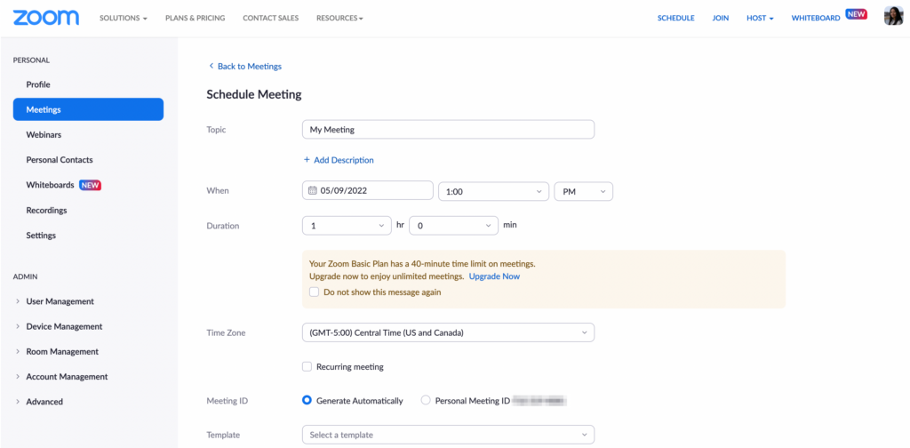 Customizing meeting details like date, time, and duration LearnDash Zoom Integration