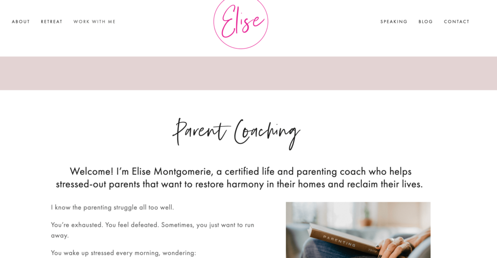 Elise Montgomerie parenting coach website