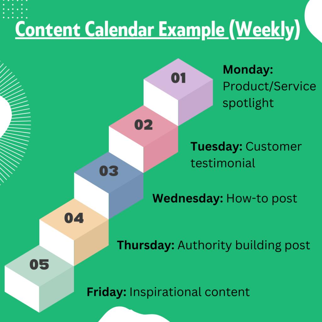 Content calendar: 