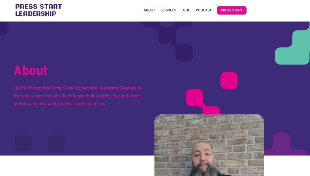 Key features of Christopher Mifsud about me page: