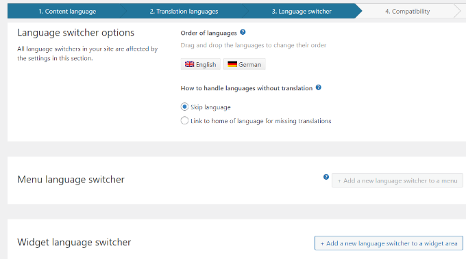 Just choose the languages from the provided list that you wish to incorporate into your website.