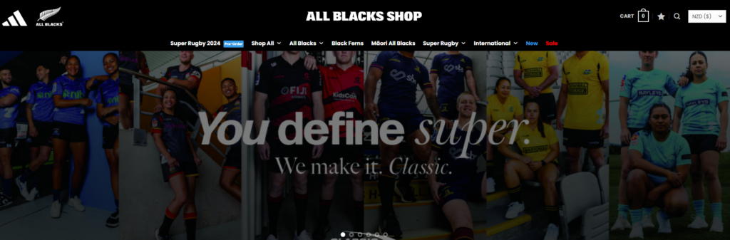 All Blacks Shop WooCommerce site:Â