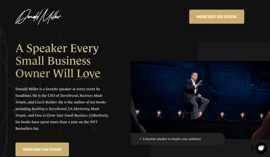 donald miller - storybrand website example