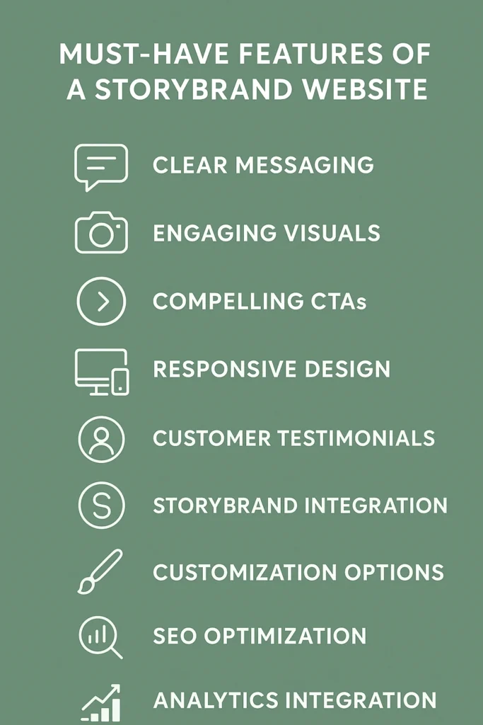 Features of Storybrand website wireframe