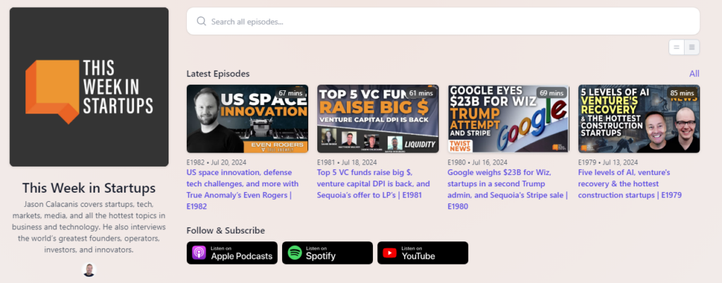 4. This Week in Startups Podcast