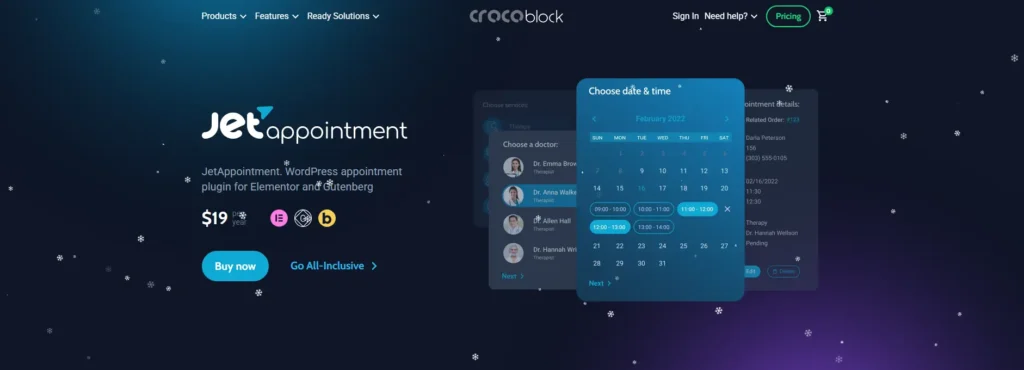 Crocoblock Appointment Software WordPress plugin landing page
