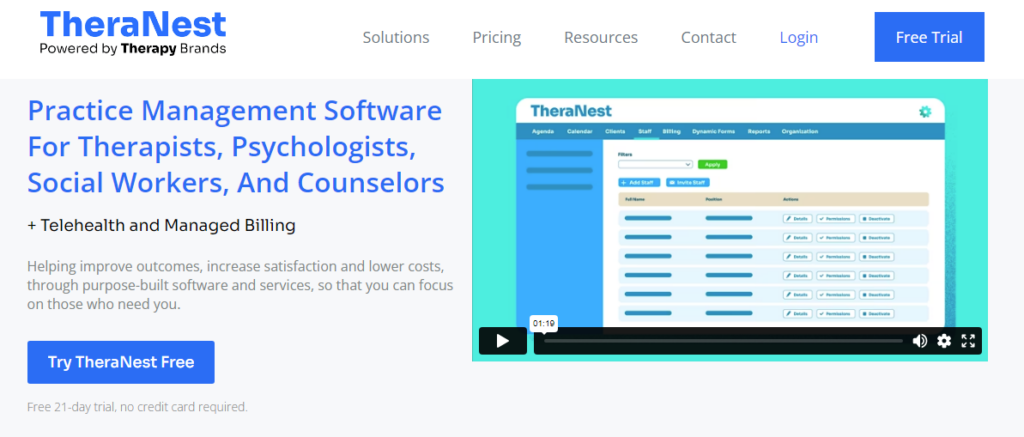 TheraNest Billing Software for Therapists