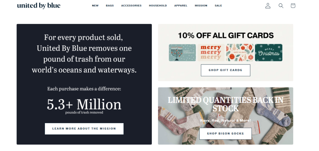 8. United by Blue Best Shopify Websites