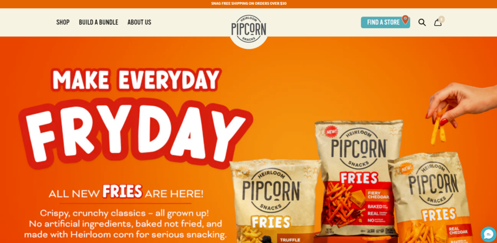 12. Pipcorn Best Shopify Websites