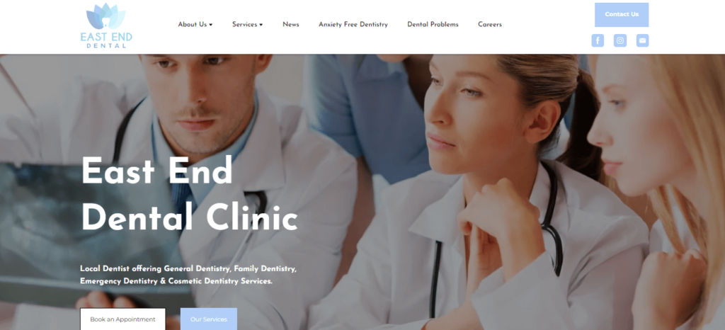 Website Design for Dentist: East-end-dental