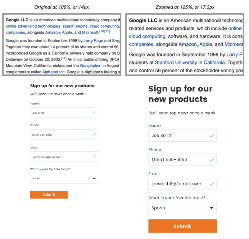 Text size - How To Make A Website ADA Compliant