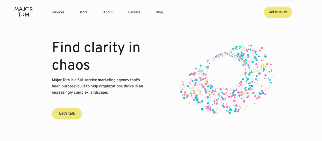majot tom - marketing website
