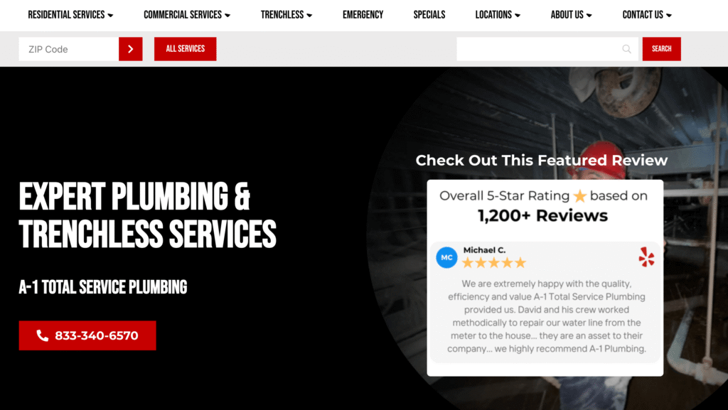A-1 Total Plumbing Service - Best Plumbing Websites in 2026