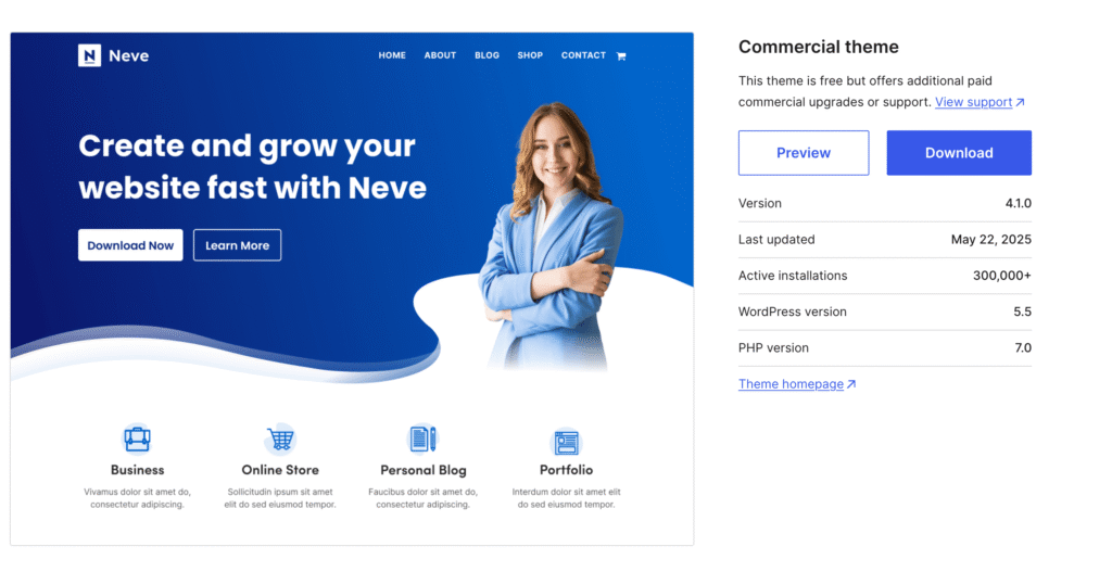 Neve - Business minimalist theme