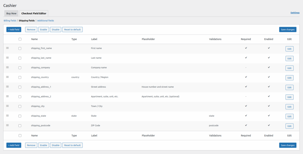 Checkout Field Editor plugin documentation dasboard for Woocommerce