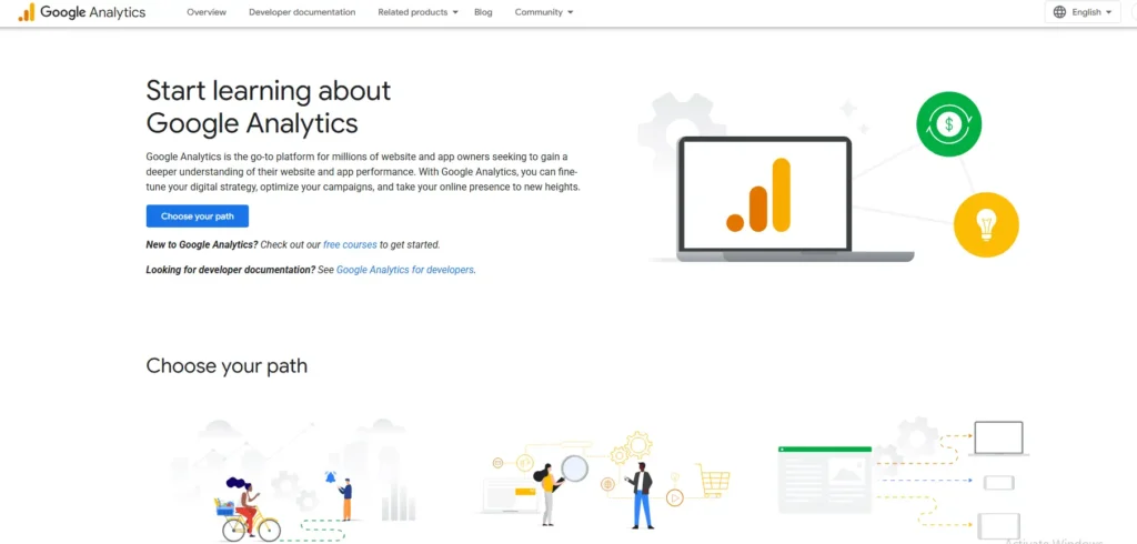 Google Analytics homepage