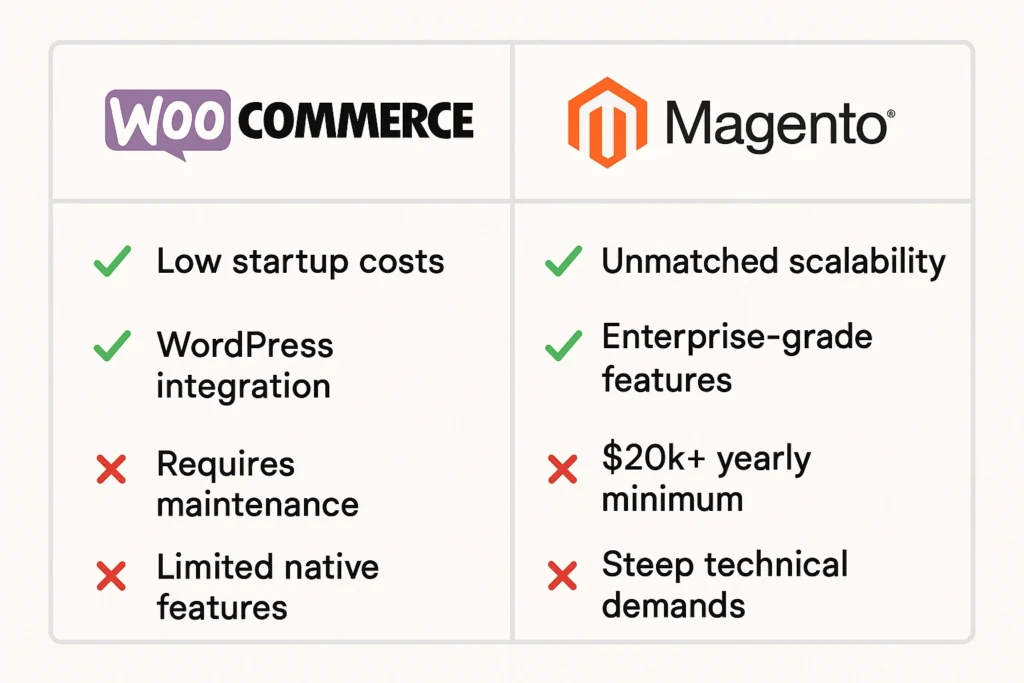 Woocommerce v/s Magento pros and cons