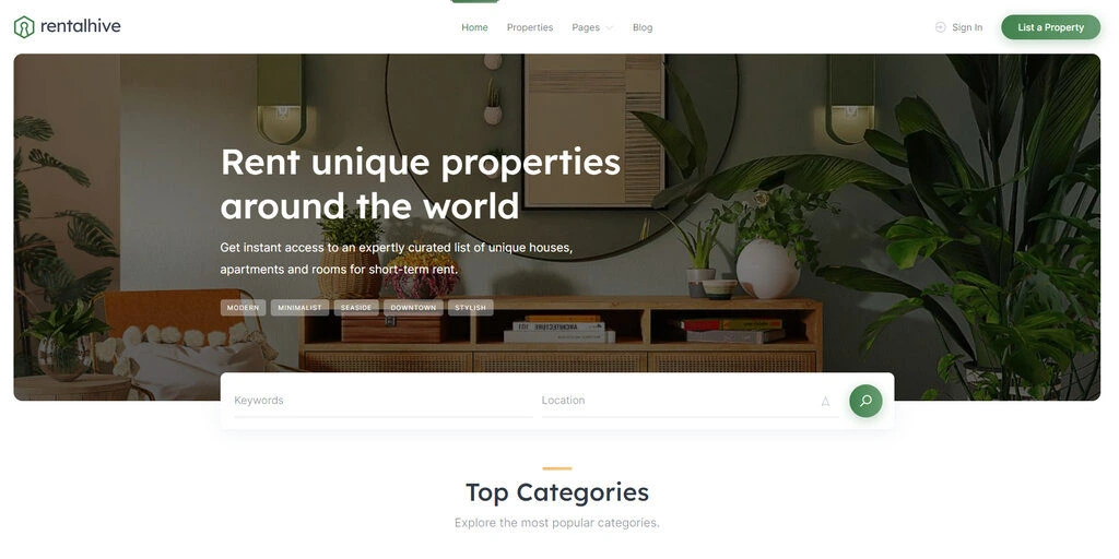 RentalHive best WordPress theme for real estate cmpany