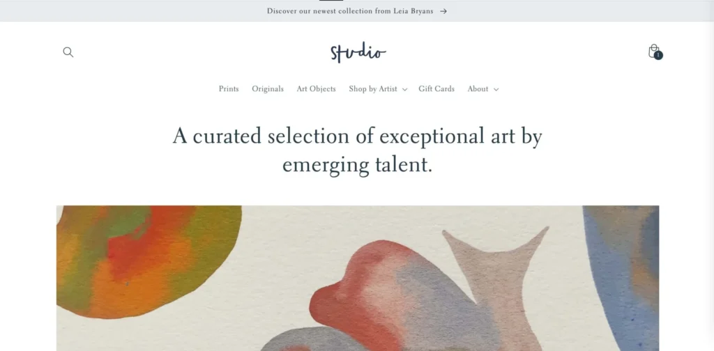 sTUDIO THEME preview for artists and creators featuring a gallery-style layout
