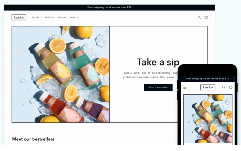 Taste theme for food and beverage businesses with editorial layout and rich visuals