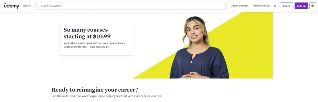 Udemy best course creation platform homepage