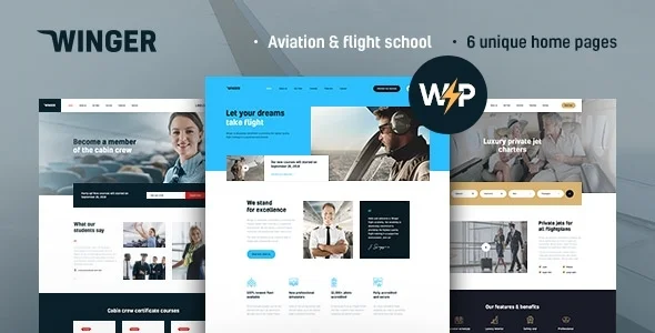 Winger template with aviation-themed design for flight schools and pilot training academies