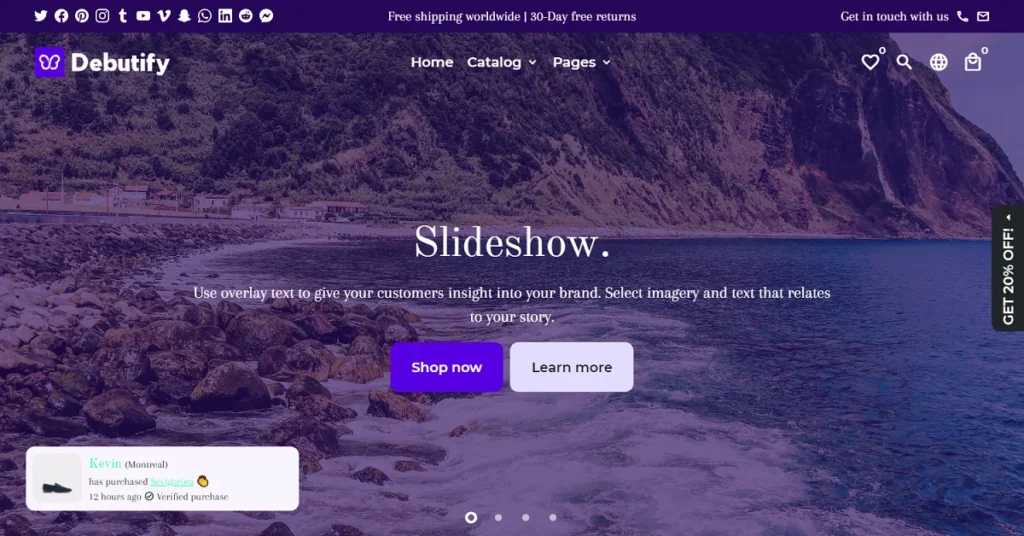 Debutify free Shopify theme showcasing high-conversion layout