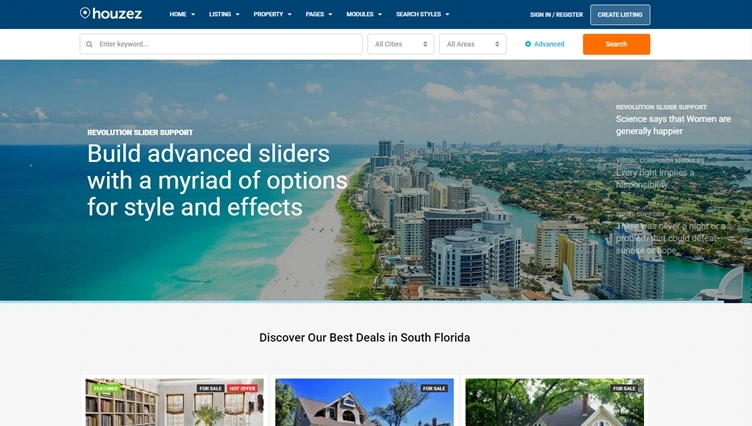 Houzez WordPress theme for real estate company