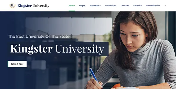 Kingster school template with professional layout for universities, colleges, and educational institutes