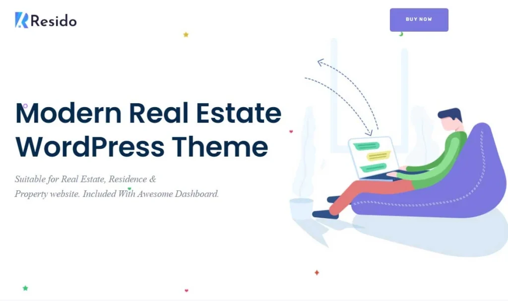 Resido theme showcasing website design for real estate