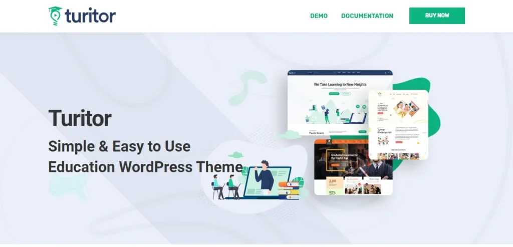 Turitor school website templates with LMS integration and multi-purpose layout for schools and online course