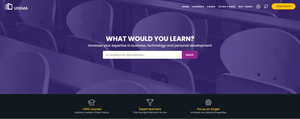 Udema website templates featuring modern, responsive design for universities, academies, and training centers