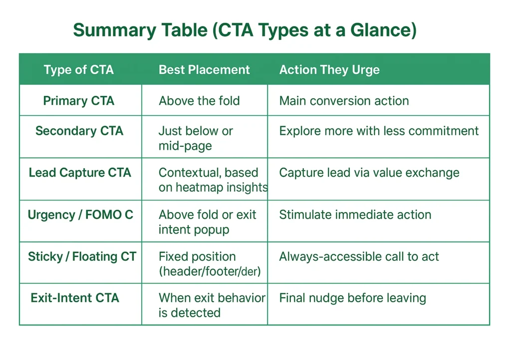 CTA Types & Placement