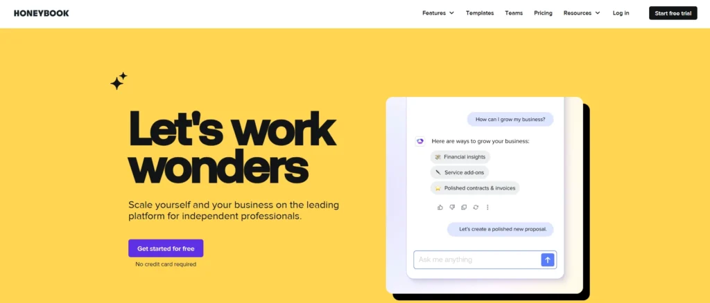 HoneyBook client relationship management tool