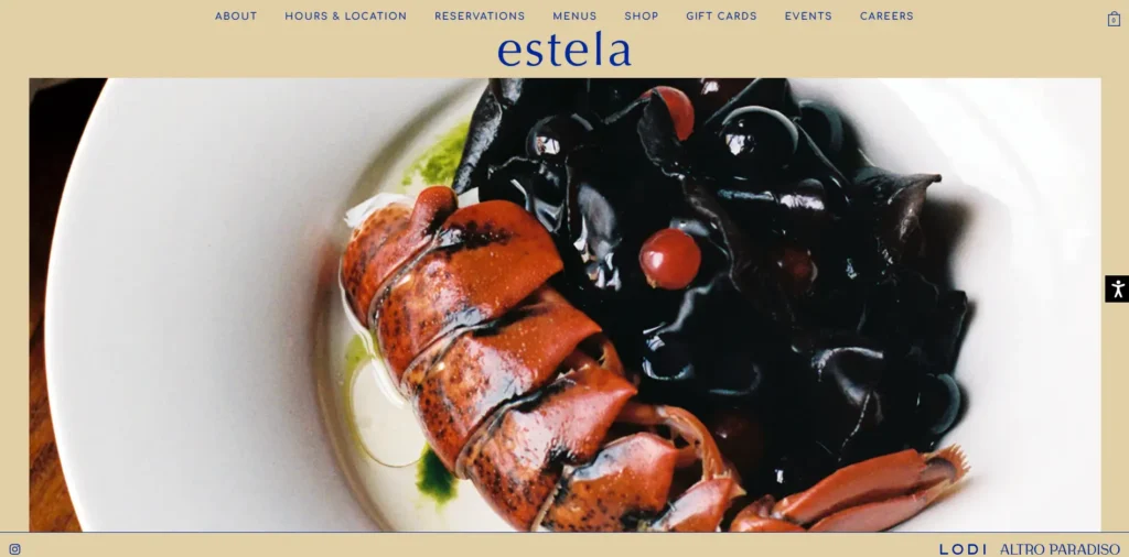 Estela - resturant website example