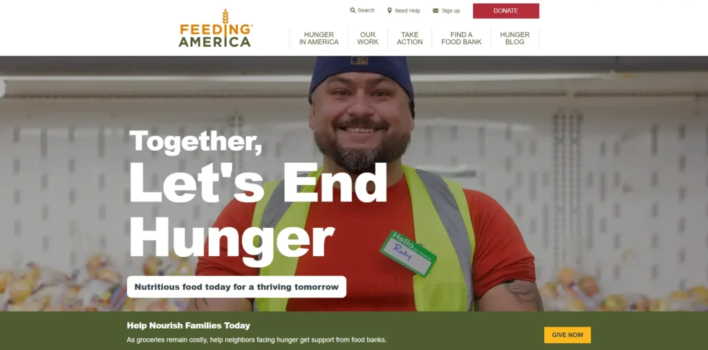 Feeding America nonprofit website interface