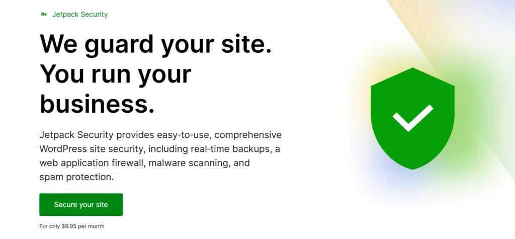 jetpack security banner with heading and CTA button