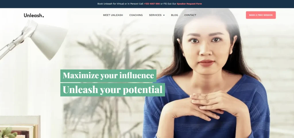 Unleash website template for life coaches