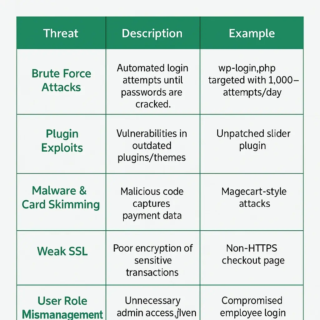Common WooCommerce Security Issues with description and example